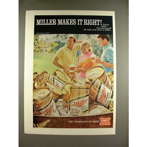 1970 Miller High Life Beer Ad - Makes it Right!