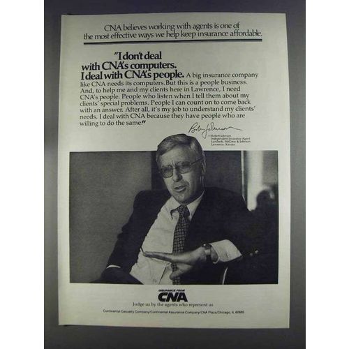 1980 CNA Insurance Ad - I Don't Deal With Computers