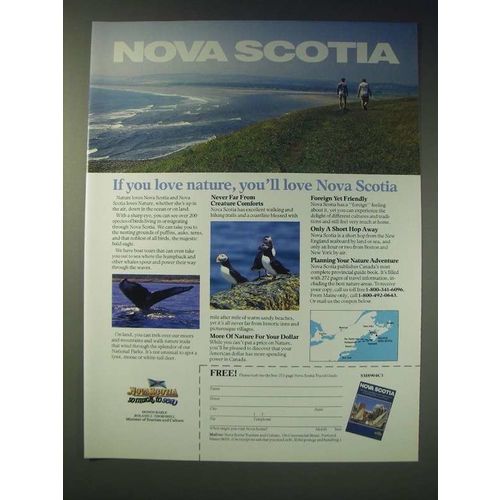 1989 Nova Scotia Canada Ad - If you love nature, you'll love Nova Scotia