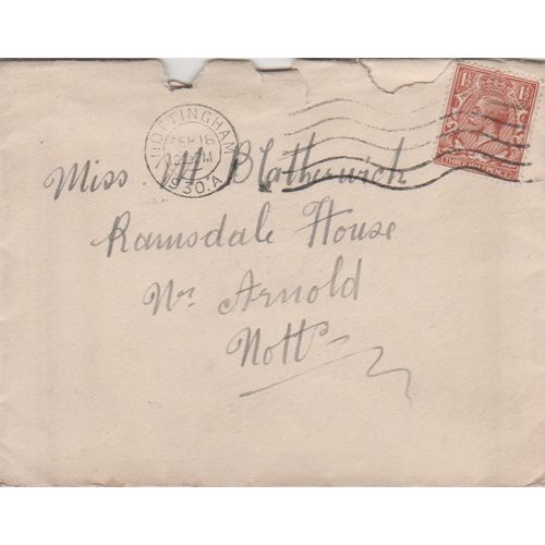 GB 1930 cover Nottingham to Arnold with Shop by Telephone franking see rest