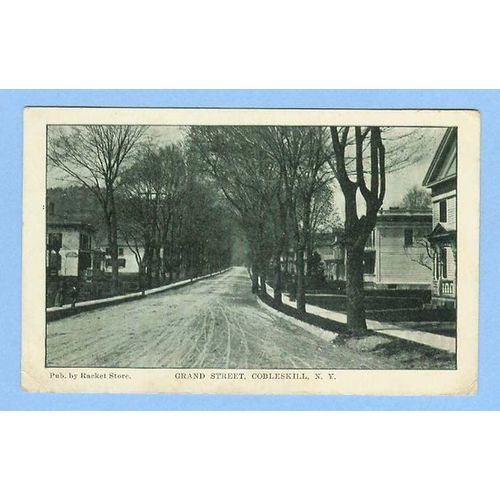 New York Cobleskill Grand St Tree Lined Unpaved Road w/Old Houses~313