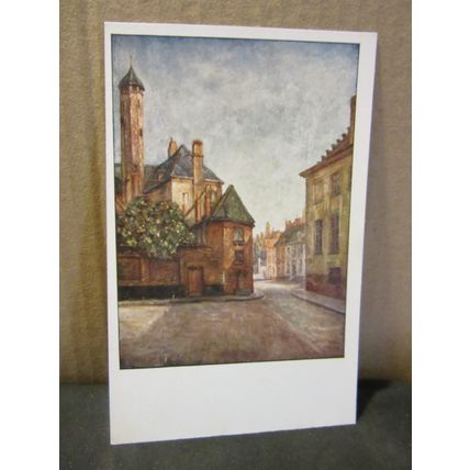 PLACE DES ORIENTAUX, BRUGES unused vintage postcard painting =