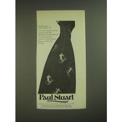 1974 Paul Stuart Skier's Tie Advertisement - Skier's Lift The Skier's Tie