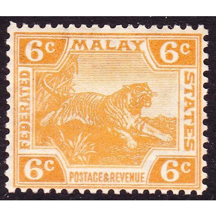 FEDERATED MALAY STATES 1922 6c Leaping Tiger Orange SG62 - MINT