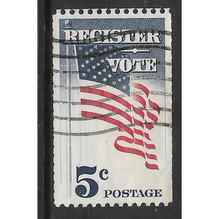 USA 1964 REGISTER AND VOTE CAMPAIGN 5c RED & BLUE US FLAG SG 1231 FINE USED