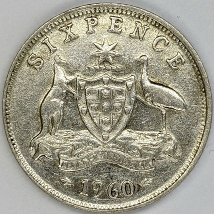 AUSTRALIA 1960 Sixpence 50% Silver (A)