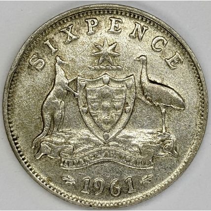 AUSTRALIA 1961 Sixpence 50% Silver (A)
