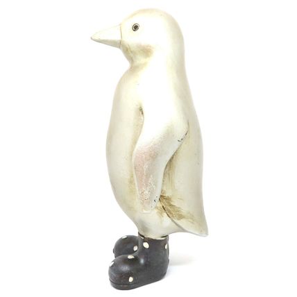 Shabby Chic Penguin Figurine Wearing Spotted Boots 15.5 CM