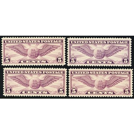 C12, Mint VF/XF NH 5¢ FOUR Very Fresh Stamps CV $70. - Stuart Katz