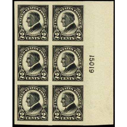 611, Mint NH XF 2¢ Plate Block of Six - Stuart Katz