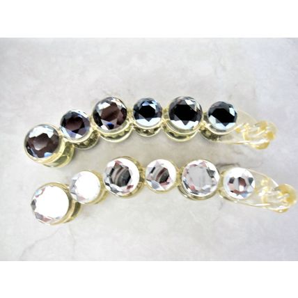 Clear or gray art deco sparkly banana hair claw clip with rhinestones
