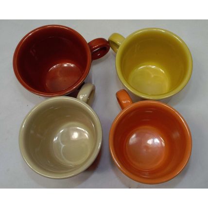 Lot Of 4 Fiesta Coffee Tea Cup Fiestaware HLC USA Brown Ivory Yellow Orange
