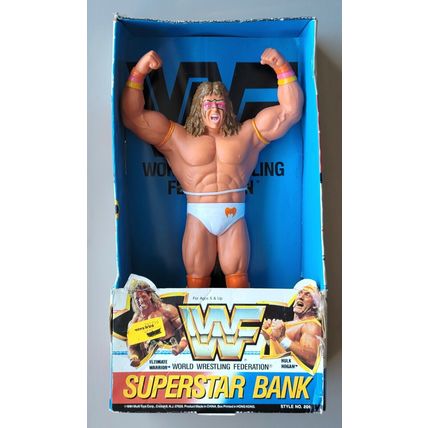 wwf ljn hasbro wrestling superstars 14" ultimate warrior wrestling figure bank