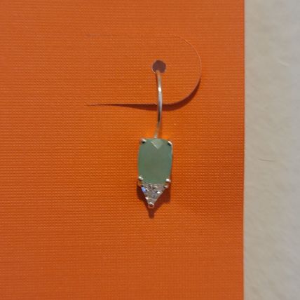 925 Sterling Silver Milky Green Stone Earrings