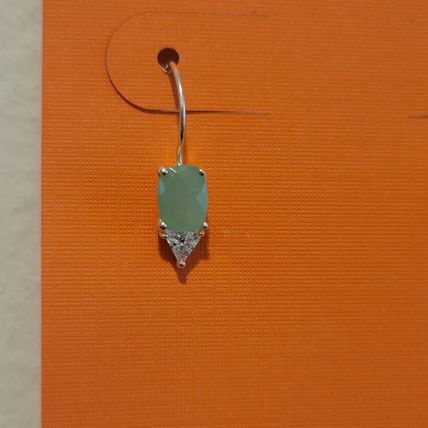 925 Sterling Silver Milky Green Stone Earrings