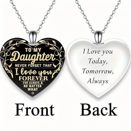 To My Daughter Heart Necklace Always Loves you love gift bag