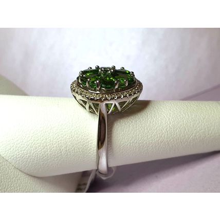 3ct Chrome Diopside Zircon Spinner Halo Ring Sz O Platinum Overlay 925 Silver