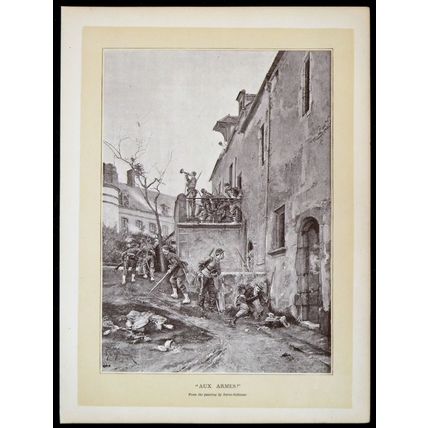 AUX ARMES! 1893 Étienne-Prosper Berne-Bellecour VICTORIAN TINTED PRINT