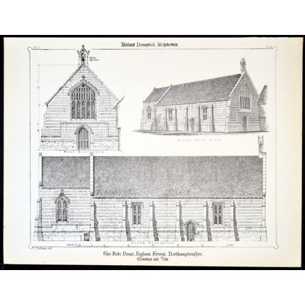 BEDE HOUSE, HIGHAM FERRERS 1890 Francis Thomas Dollman LITHOGRAPH #34