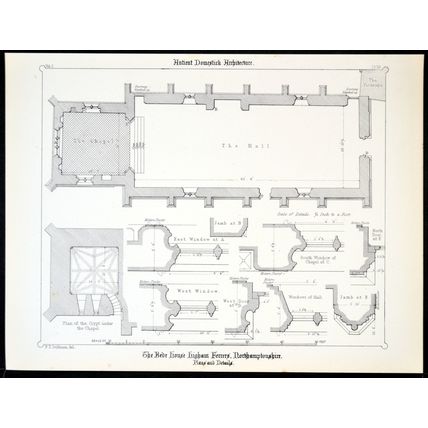 BEDE HOUSE, HIGHAM FERRERS, NORTHAMPTON 1890 Francis Dollman LITHOGRAPH #33