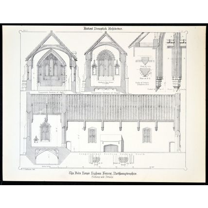 BEDE HOUSE, HIGHAM FERRERS, NORTHAMPTON 1890 Francis Dollman LITHOGRAPH #35