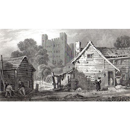 ROCHESTER CASTLE 1832 Henry Adlard - Henry Gastineau ANTIQUE ENGRAVING