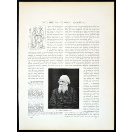 W.J. LINTON, ENGRAVER ON WOOD 1893 landscape painter, political reformer PRINT