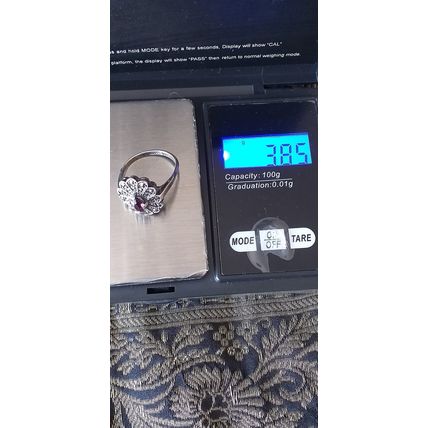Antique Vintage Victorian 1860-s Silver Amethyst Ring - UK Size N, US 6 3/4