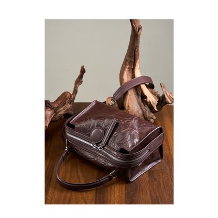Genuine Leather Women Shoulder Handbags Brown