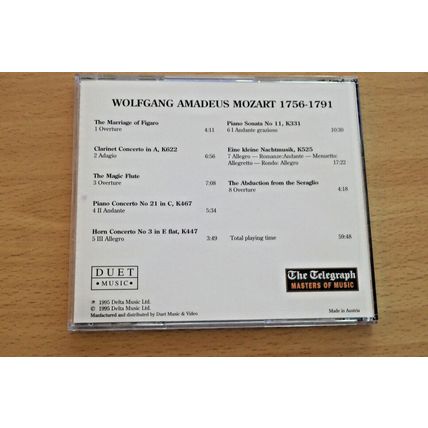 Various - The Telegraph: Masters of Music - Mozart CD (1995) VGC.