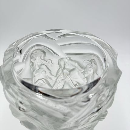 Rare R.Lalique Crystal France Art Deco Harvest Wheat Frosted Embossed Vase 9.4”H
