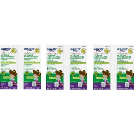 Equate Childrens Cetirizine Hydrochloride Allergy Relief 4oz EACH 6PK Exp 04/26