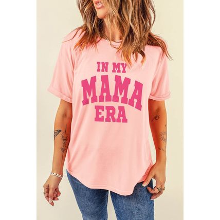 Pink IN MY MAMA ERA Crew Neck Graphic T Shirt