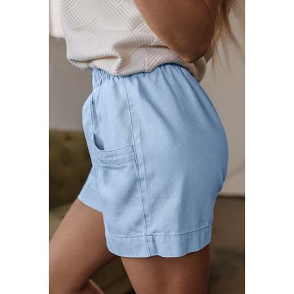 Beau Blue Light Wash Pocketed Wide Leg Denim Shorts
