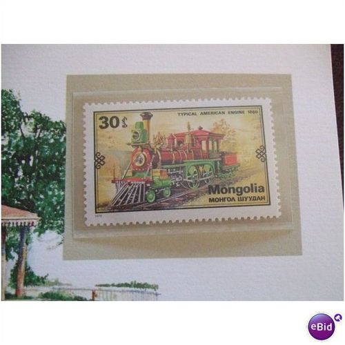 Mongolia 1979 History of Transportation train 30m stamp illustrated card