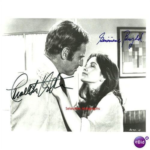 Charlton Heston Genevieve Bujold Autograph, Original Hand Signed Photo