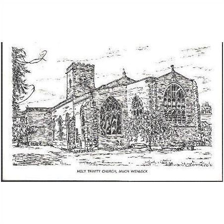 Much Wenlock, Shropshire - Holy Trinity Church - art postcard 1972