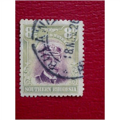 Southern Rhodesia KGV Admiral 1924 8d Purple & Pale Green Used SG 8 Sc 8 stamp