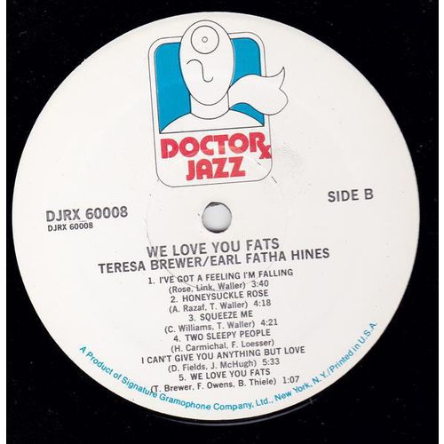 Teresa Brewer, Earl Fatha Hines* - We Love You Fats (LP, Album)
