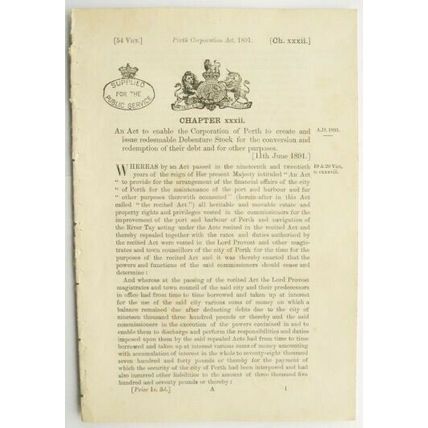 1891 Act of Parliament: debenture stock Perth