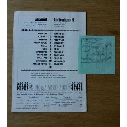 1968/69 League Cup Semi Final Programme & Ticket – Arsenal vs Tottenham