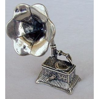 Old gramophone silver miniature