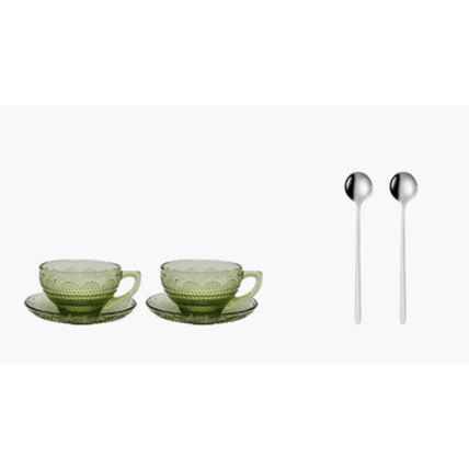 Glass Coffee Cup And Saucer Thick Heat-resistant Stained Retro Avocado Glass