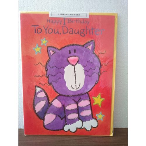 Happy 1st Birthday To You, Daughter - Large Card (Cat)