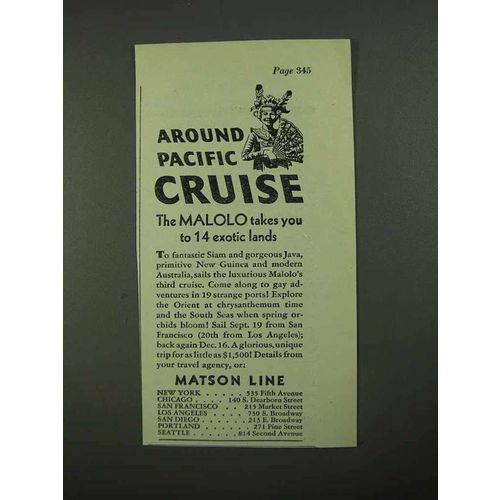 1931 Matson Line Ad - Around Pacific Cruise