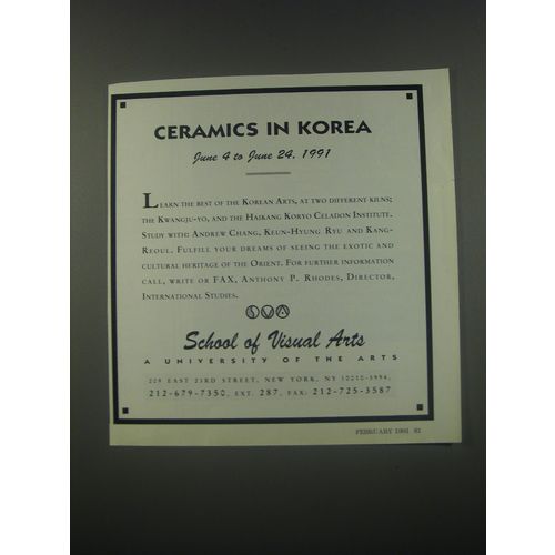 1991 School of Visual Arts Ad - Ceramics in Korea