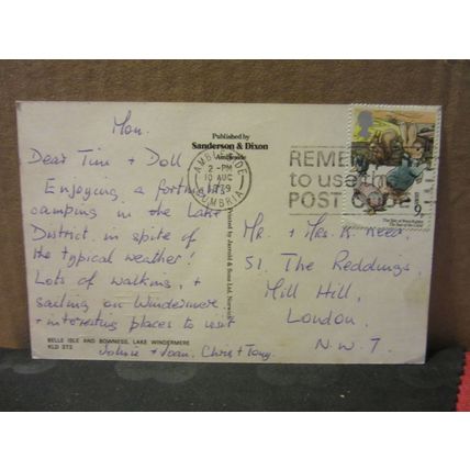 BELLE ISLE, LAKE WINDERMERE, CUMBRIA. used vintage postcard by Sanderson Dixon =