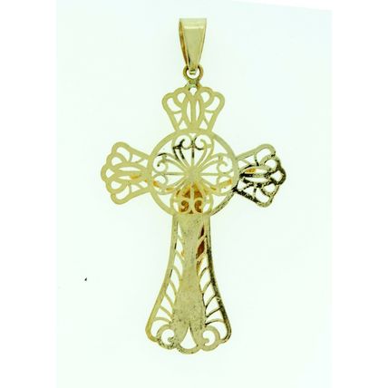 14k Yellow Gold Large Jesus Crucifix Cross Religious 8.1 Gr Pendant Charm 2.8"