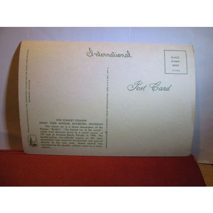 1910 STANLEY STEAMER CAR veteran car unused postcard Henry Ford museum #