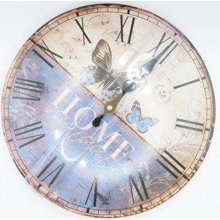 Blue Butterfly Wall Clock Home is Where the Heart is? 29.5 CM Home Decor Gift